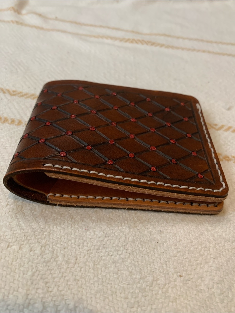 Stitched Leather Bi-fold Wallet